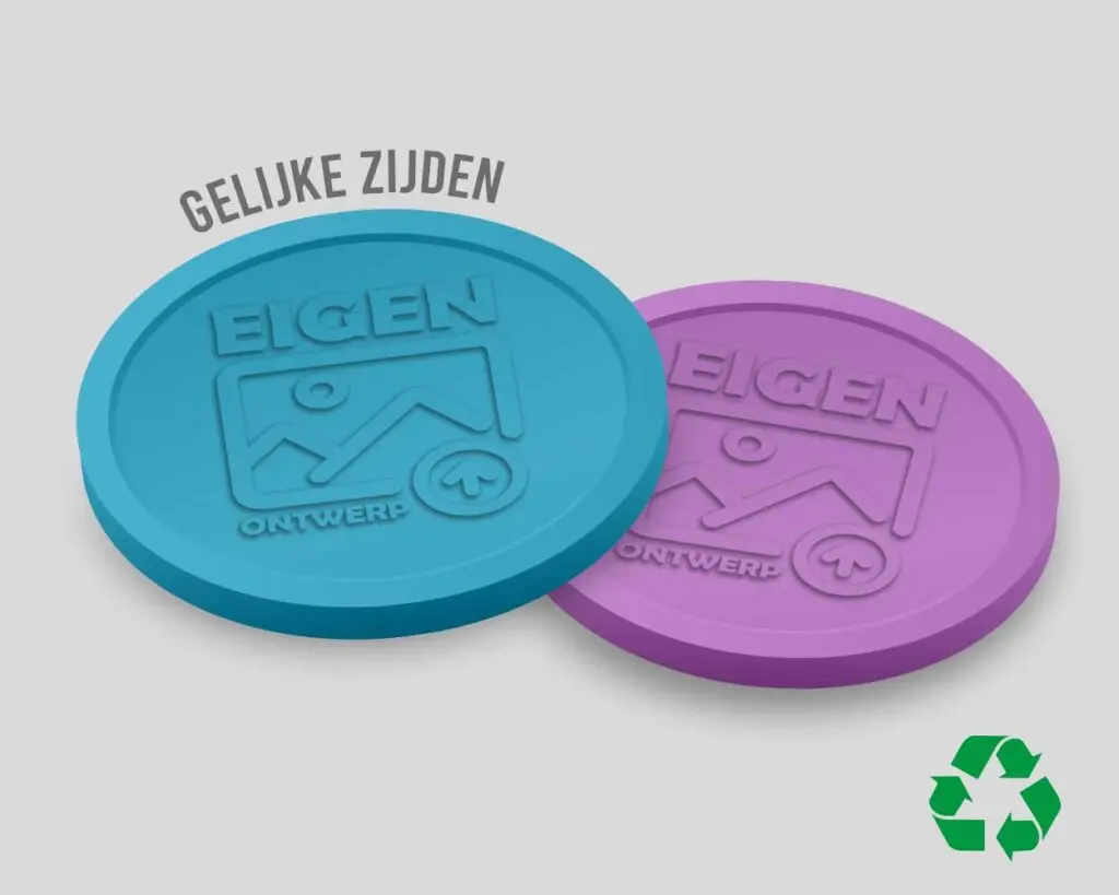 Eco Relief Consumptiemunten Gelijke zijde 29mm | Eigen Upload
