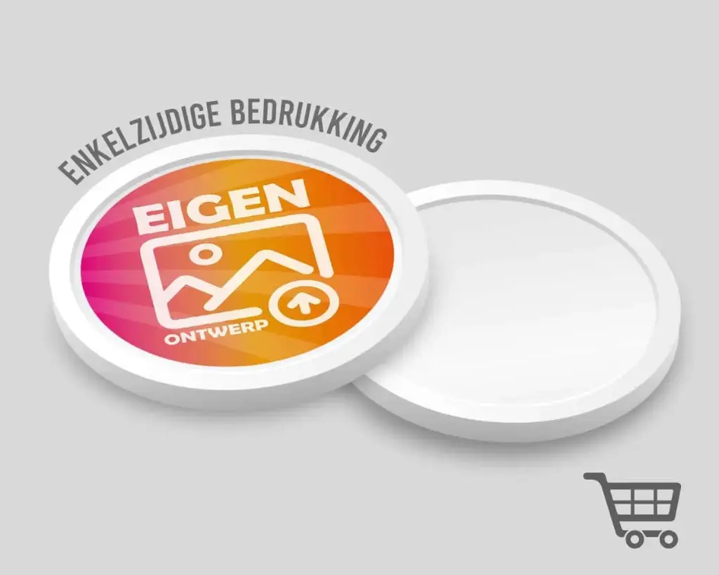 1 Euro Winkelwagenmunt 23mm | Eigen Ontwerp | Enkelzijdig Bedrukt