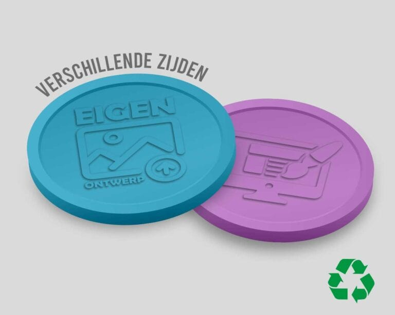 Eco Relief Consumptiemunten Verschillende zijde 29mm | Eigen Upload