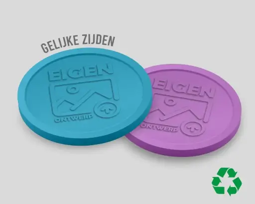 Eco Relief Consumptiemunten Gelijke zijde 29mm | Eigen Upload